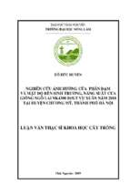Nghiên cứu ảnh hưởng của phân đạm và mật độ đến sinh trưởng, năng suất của giống ngô lai nk4300 bt gt vụ xuân năm 2018 tại huyện chương mỹ, thành phố hà nội