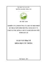 Nghiên cứu ảnh hưởng của một số biện pháp kỹ thuật đến sinh trưởng, năng suất và chất lượng giống cam v2 tại huyện bảo yên – tỉnh lào cai