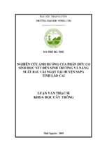 Nghiên cứu ảnh hưởng của phân hữu cơ sinh học ntt đến sinh trưởng và năng suất rau cải ngọt tại huyện sa pa tỉnh lào cai