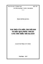 Vai trò của siêu âm nội soi và kết quả phẫu thuật ung thư biểu mô dạ dày.