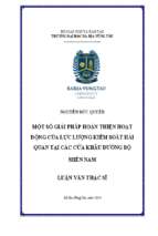 Một số giải pháp hoàn thiện hoạt động của lực lượng kiểm soát hải quan tại các cửa khẩu đường bộ miền nam