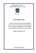 Các yếu tố chất lượng dịch vụ du lịch điều dưỡng ảnh hưởng đến sự hài lòng của khách hàng tại trung tâm điều dưỡng phục hồi chức năng ngành xây dựng phía nam   bộ xây dựng