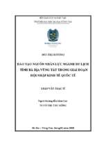 đào tạo nguồn nhân lực ngành du lịch tỉnh bà rịa   vũng tàu trong giai đoạn hội nhập kinh tế quốc tế
