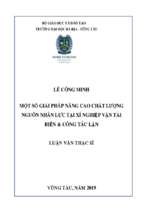 Một số giải pháp nâng cao chất lượng nguồn nhân lực tại xí nghiệp vận tải biển & công tác lặn