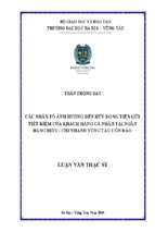 Các nhân tố ảnh hưởng đến huy động tiền gửi tiết kiệm của khách hàng cá nhân tại ngân hàng bidv  chi nhánh vũng tàu côn đảo