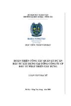 Hoàn thiện công tác quản lý dự án đầu tư xây dựng tại tổng công ty cp đầu tư phát triển xây dựng