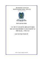 Các yếu tố ảnh hưởng đến quyết định mua sản phẩm surimi của khách hàng tại tỉnh bà rịa vũng tàu