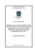 Nghiên cứu các yếu tố ảnh hưởng đến khả năng tiếp cận tín dụng của doanh nghiệp nhỏ và vừa tại ngân hàng tmcp công thương việt nam chi nhánh bà rịa vũng tàu