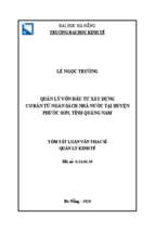 Quản lý vốn đầu tư xây dựng cơ bản từ ngân sách nhà nước tại huyện phước sơn, tỉnh quảng nam