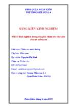 Skkn một số kinh nghiệm trong công tác chăm sóc sức khỏe cho trẻ mầm non