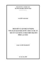 Phân bổ và cấp phát sử dụng vốn ngân sách nhà nước cho các dự án đầu tư xây dựng cơ bản trên địa bàn tỉnh lai châu