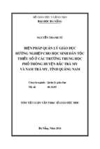 Biện pháp quản lý giáo dục hướng nghiệp cho học sinh dân tộc thiểu số ở các trường trung học phổ thông huyện bắc trà my và nam trà my, tỉnh quảng nam