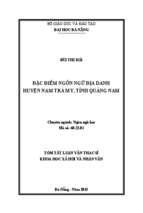 đặc điểm ngôn ngữ địa danh huyện nam trà my, tỉnh quảng nam