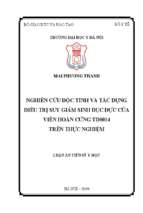 Nghiên cứu độc tính và tác dụng điều trị suy giảm sinh dục đực của viên hoàn cứng td0014 trên thực nghiệm