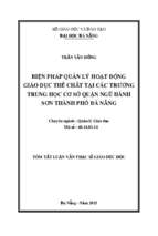 Biện pháp quản lý hoạt động giáo dục thể chất tại các trường trung học cơ sở quận ngũ hành sơn thành phố đà nẵng