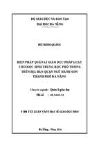 Biện pháp quản lí giáo dục pháp luật cho học sinh trung học phổ thông trên địa bàn quận ngũ hành sơn thành phố đà nẵng