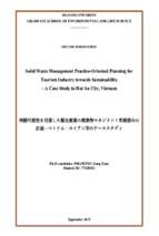 Solid waste management practice oriented planning for tourism industry towards sustainability – a case study in hoi an city, vietnam