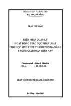 Biện pháp quản lý hoạt động giáo dục pháp luật cho học sinh thpt thành phố đà nẵng trong giai đoạn hiện nay