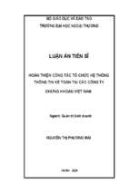 Hoàn thiện công tác tổ chức hệ thống thông tin kế toán tại các công ty chứng khoán việt nam