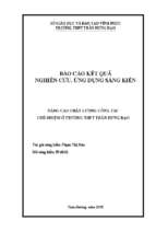 Báo cáo kết quả nghiên cứu ứng dụng sáng kiến nâng cao chất lượng công tác chủ nhiệm ở trường thpt trần hưng đạo