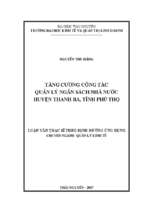 Luận văntăng cường công tác quản lý ngân sách nhà nước huyện thanh ba, tỉnh phú thọ