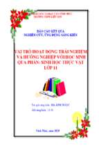 Báo cáo kết quả nghiên cứu ứng dụng sáng kiến vai trò hoạt động trải nghiệm và hướng nghiệp với học sinh qua phần sinh học thực vật lớp 11