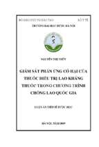Giám sát phản ứng có hại của thuốc điều trị lao kháng thuốc trong chương trình chống lao quốc gia