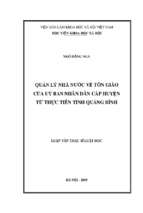 Quản lý nhà nước về tôn giáo của uỷ ban nhân dân cấp huyện từ thực tiễn tỉnh quảng bình