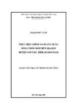 Thực hiện chính sách xây dựng nông thôn mới trên địa bàn huyện sơn tây, tỉnh quảng ngãi