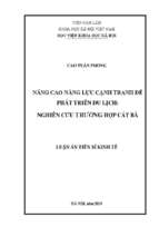 Nâng cao năng lực cạnh tranh để phát triển du lịch   nghiên cứu trường hợp cát bà