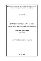 Phát huy giá trị di sản văn hóa trong phát triển du lịch ở quảng ninh