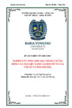 Nghiên cứu tổng hợp, đặc trưng và ứng dụng của vật liệu nano cacbon từ vỏ cua vào xử lý môi trường