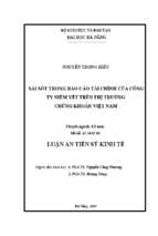 Sai sót trong báo cáo tài chính của công ty niêm yết trên thị trường chứng khoán việt nam