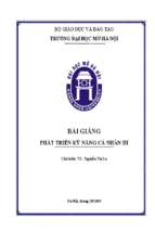 Bài giảng phát triển kỹ năng cá nhân iii