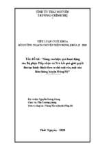 Tiểu luận bồi dưỡng ngạch chuyên viên chính nâng cao hiệu quả hoạt động của bộ phận tiếp nhận và trả kết quả giải quyết thủ tục hành chính theo cơ chế một cửa, một cửa liên thông huyện đồng hỷ