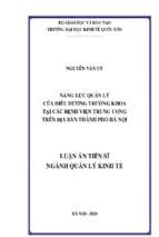 Năng lực quản lý của điều dưỡng trưởng khoa tại các bệnh viện trung ương trên địa bàn thành phố hà nội