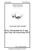 Phương pháp dạy từ vựng môn tiếng anh trong trường thcs