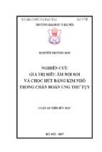 Nghiên cứu giá trị siêu âm nội soi và chọc hút bằng kim nhỏ trong chẩn đoán ung thư tụy