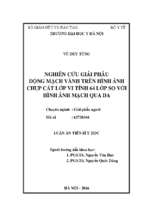 Nghiên cứu y học nghiên cứu giải phẫu động mạch vành trên hình ảnh cắt lớp vi tính 64 lớp, so với hình ảnh chụp mạch qua da