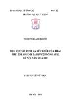 Bạo lực gia đình và sức khỏe của thai phụ, trẻ sơ sinh tại huyện đông anh, hà nội năm 2014   2015