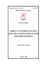 Nghiên cứu y học nghiên cứu dự phòng sâu răng bằng gel fluor ở người cao tuổi thành phố hải phòng