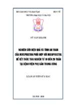 Nghiên cứu y học nghiên cứu hiệu quả và tính an toàn của mifepriston phối hợp với misoprostol để kết thúc thai nghén từ 10 đến 20 tuần tại bệnh viện phụ sản trung ương