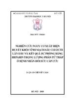 Luận văn y khoa dược nghiên cứu nguy cơ xuất hiện huyết khối tĩnh mạch sâu chi dưới lần đầu và kết quả dự phòng bằng heparin trọng lượng phân tử thấp ở bệnh nhân hồi sức cấp cứu