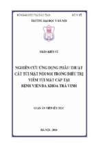 Luận văn y khoa dược nghiên cứu ứng dụng phẫu thuật cắt túi mật nội soi trong điều trị viêm túi mật cấp tại bệnh viện đa khoa tỉnh trà vinh