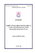 Luận văn y khoa dược nghiên cứu đặc điểm lâm sàng, điện cơ và siêu âm doppler năng lượng trong hội chứng ống cổ tay