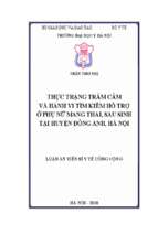 Luận văn y khoa dược thực trạng trầm cảm và hành vi tìm kiếm hỗ trợ ở phụ nữ mang thai, sau sinh tại huyện đông anh, hà nội