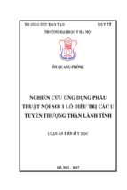 Luận văn y khoa dược nghiên cứu ứng dụng phẫu thuật nội soi 1 lỗ điều trị các u tuyến thượng thận lành tính