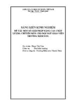 Skkn một số giải pháp nâng cao chất lượng chuyên môn cho đội ngũ giáo viên ở trường mầm non