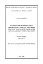 Nghiên cứu đặc điểm lâm sàng, cận lâm sàng và hình ảnh cắt lớp vi tính ở bệnh nhân nhồi máu não được tái thông trong 6 giờ đầu tt tiếng anbh