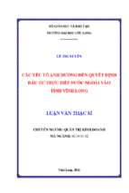 Các yếu tố ảnh hưởng đến quyết định đầu tư trực tiếp nước ngoài vào tỉnh vĩnh long